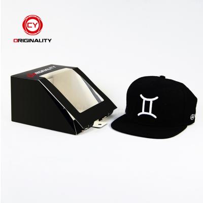 China shoes & Custom Paper Apparel Logo Square Square Baseball Cap Packaging Hat Boxes With Clear Window for sale