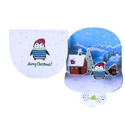 China 2021 Cute America Navidad Penguin Christmas Card Printing Cards Greeting 3d Customer Luxury Christmas Card for sale