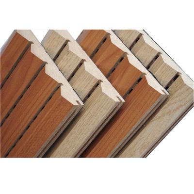 China Customized Veneer Finished Wooden Grooved Acoustic Panel Soundproof for Office Building for sale