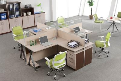 China Custom Office Furniture Partitions With Storage Cabinet , 4 Person Workstation Desk for sale