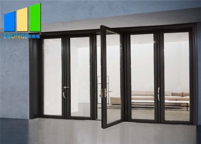 China Aluminum Folding Door Double Tempered Glass Accordion Door For Veranda for sale