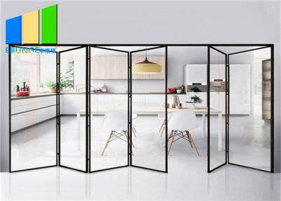 China Double Glazed Tempered Glass Exterior Folding Patio Doors External Aluminium Frame for sale