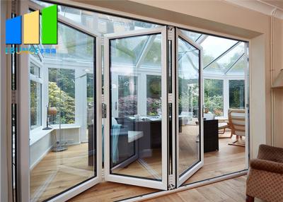 China Outdoor Aluminium Bi Folding Glass Door Accordion Sliding Patio Folding Doors for sale