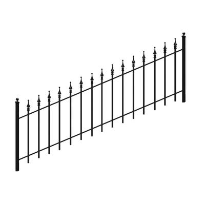 China Easily Assembled Cast Iron Garden Fence Panels Driveway Gates Powder Coated Metal Frame French Decorations Finials Sport Farm Fence Post Caps for sale