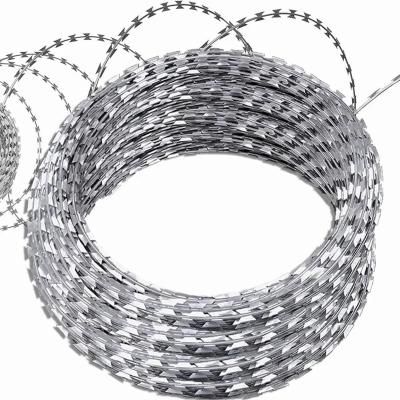 China Easily Assembled Galvanized Nigeria Security Razor Barbed Wire for Uganda for Farm Fence Driveway Gates Security Fence Post Caps Made Metal Frame for sale