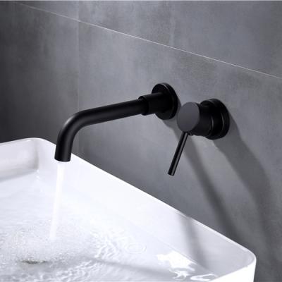 China Metered Faucets Wholesale 304 Stainless Steel Hot And Cold Water In-Wall Basin Faucet Sink Single Lever Mixer Taps By Black Color for sale