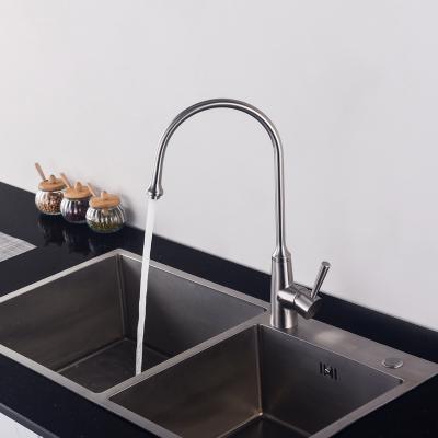 China Modern Factory 304 Stainless Steel Hot And Cold Water Direct For Sink Kitchen Faucet In Brushed Nickel Color Mixer Taps for sale