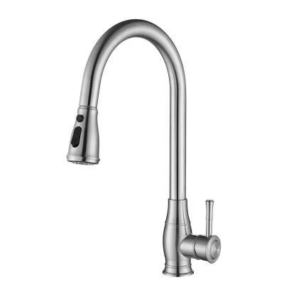 China Modern European Nickel 304 Kitchen Brush Songbai Pull-Down Spout Sink Faucet With Flexible Pull Out Spray for sale