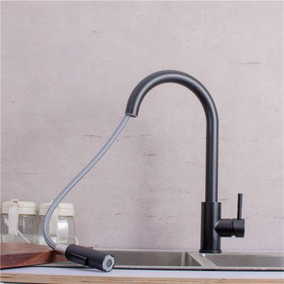 China Contemporary Black Kitchen Faucet Pull Out Kitchen Sink Faucet Hot And Cold Sink Stainless Steel Mixer for sale