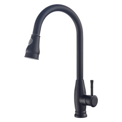 China Modern Wholesale 304 Stainless Steel Deck Mounted Kitchen Faucet Black To Pull Out for sale