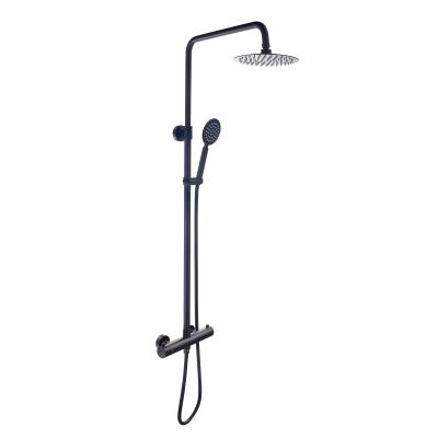 China With Sliding Bar Kaiping Stainless Steel Matte 304 Black Bathroom Exposed 2 Function Thermostatic Shower Mixer for sale