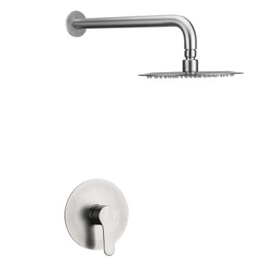 China Sliding Bar 304 Stainless Steel Wall Mounted Rain Shower Set Mixer Faucet Concealed Bathroom for sale