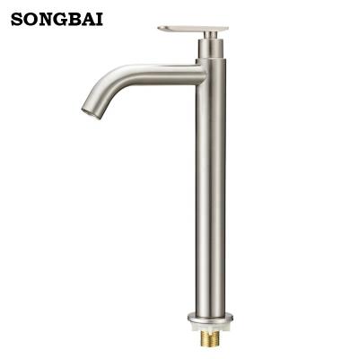 China Home Type Metered SUS 304 Stainless Steel Basin Faucets China Faucets China Ware Single Handle Body Basin Faucet Sanitary Large for sale