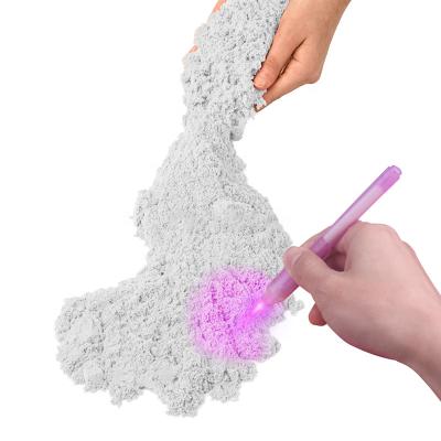 China 98% Sand + 2% Polymer Eco-Friendly Diy Non Damp Air Clay Hydrophobic Magic Play Paste Dry Beach Sand For Kids for sale