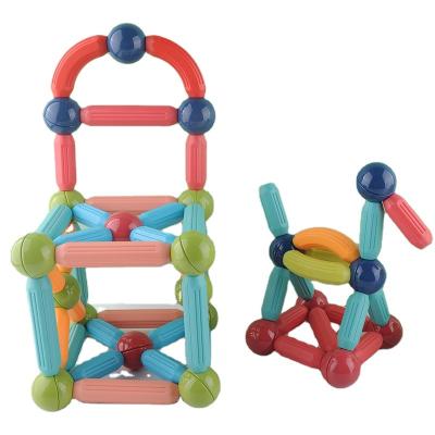 China Construction Toy Kids Educational Magnet Building Blocks Set Developmental Steam Toys Diy 3d Magnetic Stick With Ball Construction Toy for sale