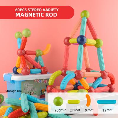 China Building Blocks Ready To Ship Silver Multicolor Magnetic Rods Building Block Magnetic Sticks And Plastic Balls for sale