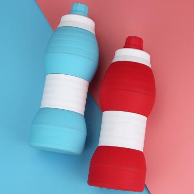 China silicone & PP Customized Food Grade Silicone Water Bottle Outdoor Sports Environmental Friendly Leakproof Collapsible Water Bottle for sale