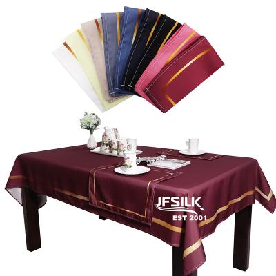 China Waterproof dark red gold edge dusty rose tablecloth rose gold tablecloth table cover for wedding party for sale