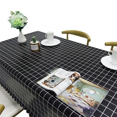 China Rectangular Table Cover TPU Oil Proof Tablecloth Green Plaid Spill Proof Waterproof Tablecloth Aqua Plastic Tablecloths Plastic for sale