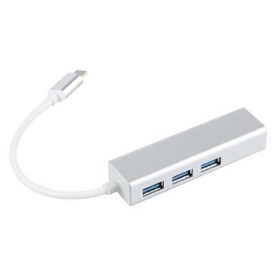 중국 알루미늄 케이스 3 포트 RJ45 이더넷 USB 타입 C 허브 판매용