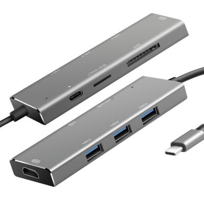 China Teléfono 7 de Smart en 1 EJE de Multiple USB C del lector de tarjetas del SD TF en venta