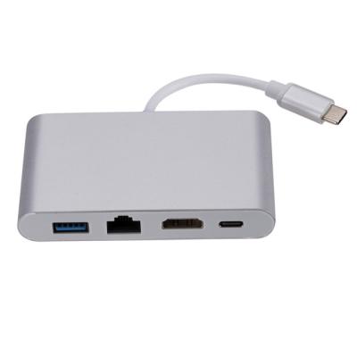 China De cel telefoneert 4 in 1 Aangedreven USB C HUB van 4K 2K HDMI RJ45 Te koop