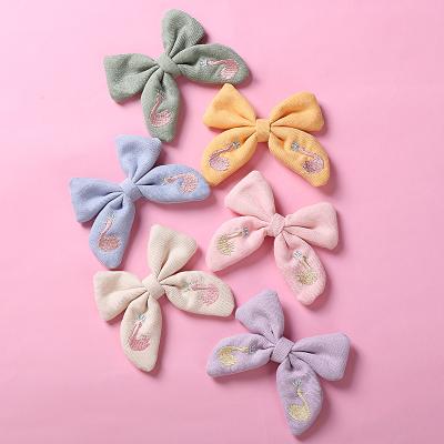 China New Style Hair Accessary Color Headband Fashion Soft Baby Nylon Hair Accessories Pure Bowknot Children's Cloth Cotton Embroidery Soft Baby Hair Accessories for sale