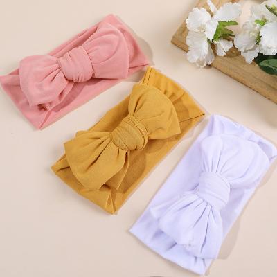 China 2023 Soft Baby Hair Accessories 12 Color New Bowknot Headband For Kids Girls Hair Band Baby Headband Boutique Turban Headwear Elastic Hair Accessories for sale