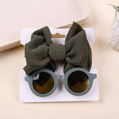 China New Decorided Baby Nylon Headbands With Sunglasses Summer Sets Toddlers Bows Headbands For Girls Hair Accessories for sale