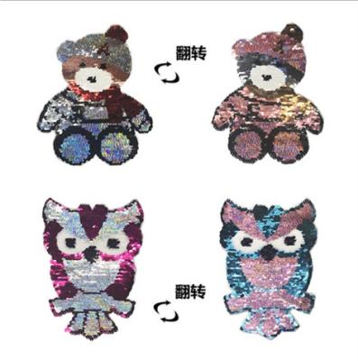 China custom changeable 3D color sequin embroidery patches for bag and t-shirts for sale