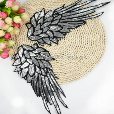 China 3D Sequin Patch Angel Wings Design Sequin Applique Patch for sale