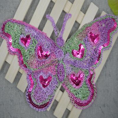 China Wholesale Decorative 3D Butterfly Design Sequin Transfer Pattern For Clothing for sale