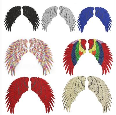 China Flatback Wholesale Wing Design Sequin Patch Decorative Clothing Sequin Patches for sale