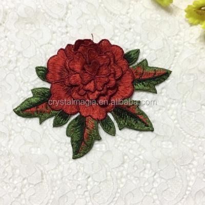 China 2017 lastest red flower designs machine embroidery iron on patches sticker for sale