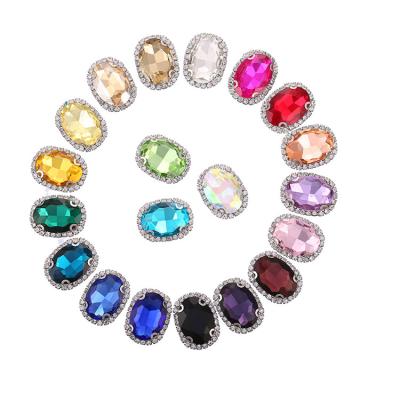 China Flatback K9 Sparkle Sew On Rhinestone Glass Gems Silver Gold Plating for sale