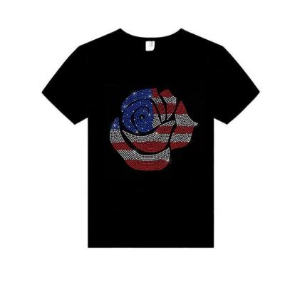 China High Quality Flatback Factory USA Flag Rhinestone Hotfix Rhinestone Pattern for sale