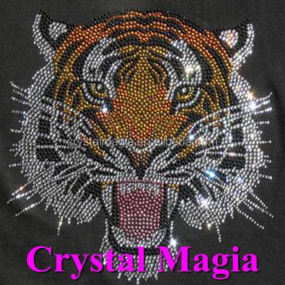 China Tiger Pattern Transfer Rhinestone Gold Flatback Hotfix Price Voucher Korean Lead Free Template for sale