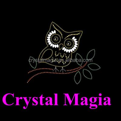 China Flatback Kids T-shirt Owl Iron On Transfers Big Sister Hotfix Rhinestone Crystal Template for sale