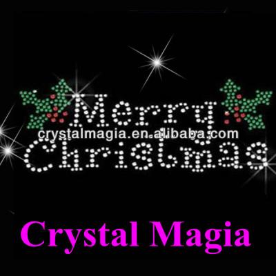 China Flatback Merry Christmas hotfix rhinestone templates for sale