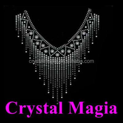 China Wholesale Flatback Custom Make Design Pattern Rhinestone Neckline Pattern for sale