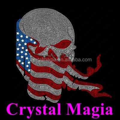 China Wholesale Skull Rhinestone China Crystal Crystal Nickel Free Transfer Iron On T Shirt Pattern for sale