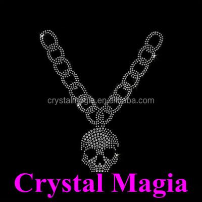 China High Quality Flatback Iron On Necklace Transfer Skull Crystal Rhinestone SS10 Gauge for sale