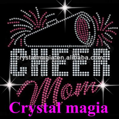 China Flatback Cheer Mom Rhinestone Heat Transfer Patterns for sale