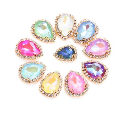 China Low MOQ Crystal Flatback Tear Drop Fast Shipping Sew-on Rhinestone for sale