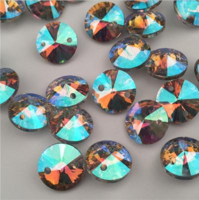 China Non-PVC & ab factory wholesale lead free color glass crystal sew on rhinestone for dress for sale