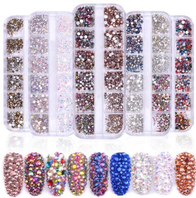 China Popular Cheap Mixed Fix Flatback Non-hot Glass Flat Back Rhinestones For Nail Art Decoration for sale