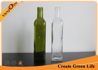 China Home Use 500ml Clear And Green Glass Square Bottles For Olive Oil , Cooking Oil for sale