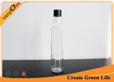 China Transparent Round 250ml Reusable Olive Oil Glass Bottles With Cap , Glass Packaging Bottle for sale