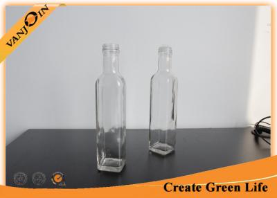 China Reusable Square Sauce Packing 250ml Glass Bottles With Reducer and Plastic Lid for sale