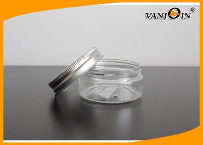 China Empty Round Transparent PET Plastic Cream Jars with Aluminum Caps120g , Custom Color for sale